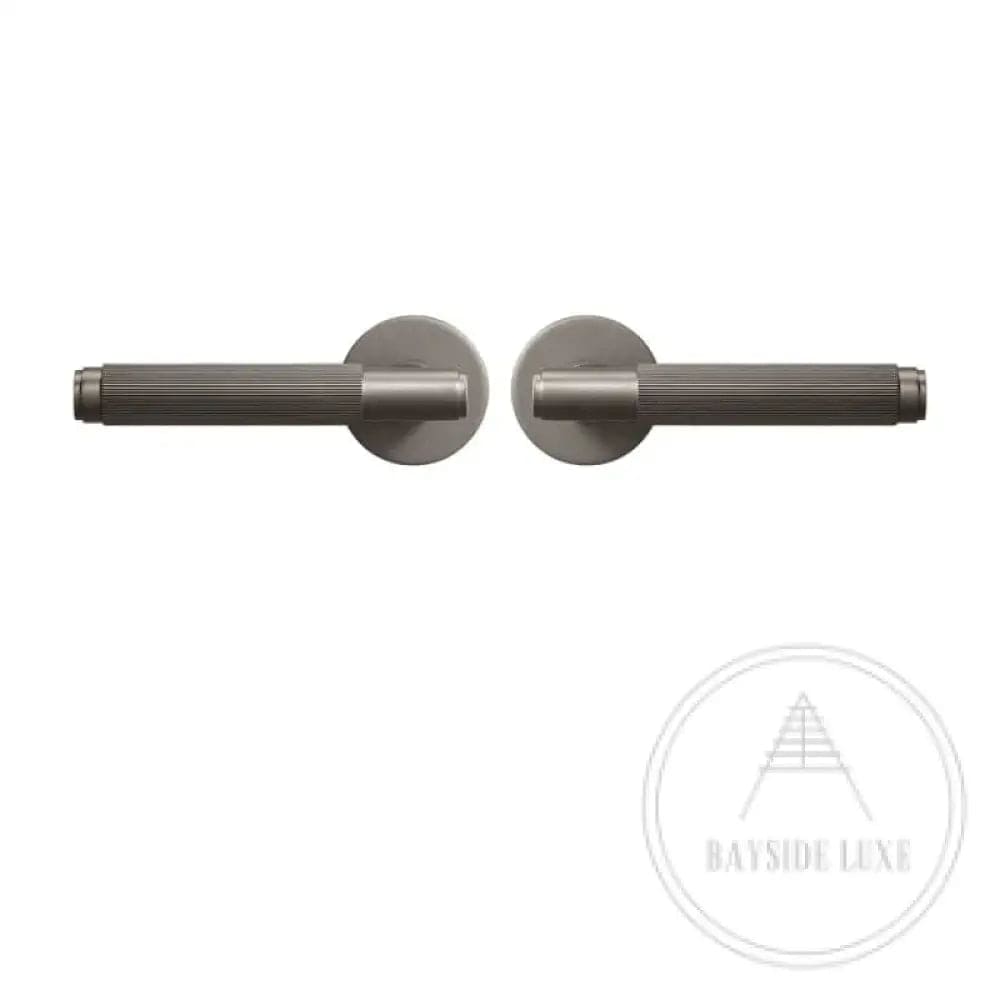 Door Handle Gunmetal / Solid Brass Luxe Doorware - Toorak Door Handle with Privacy Thumb Turn - Gunmetal