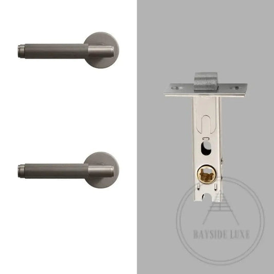 Door Handle Gunmetal / Solid Brass Luxe Doorware - Toorak Door Handles Passage Set - Gunmetal