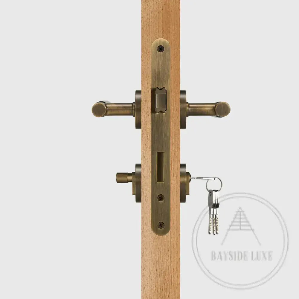Door Handle Luxe Doorware - The Lorne Mortice Lock Set - Antique Brass
