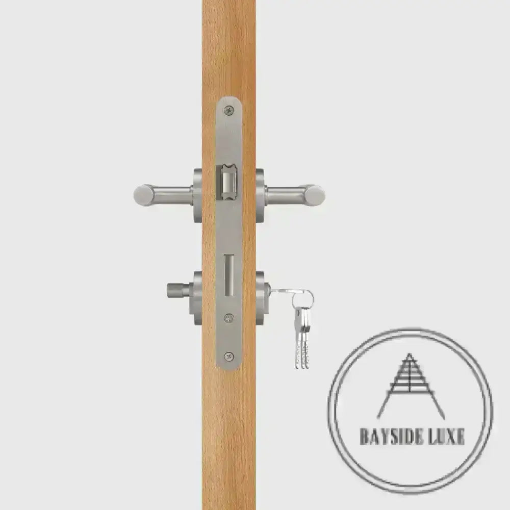 Door Handle Luxe Doorware - The Otway Linear Knurled Mortice Lock Set - Nickel