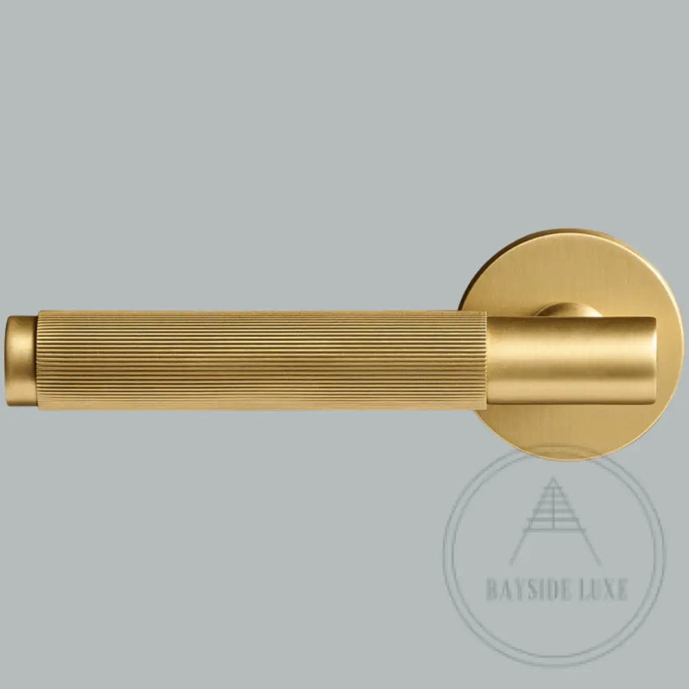 Door Handle Luxe Doorware - The Otway Linear Knurled Mortice Lock Set - Satin Brass