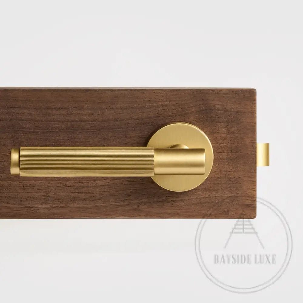 Door Handle Luxe Doorware - The Otway Linear Knurled Mortice Lock Set - Satin Brass