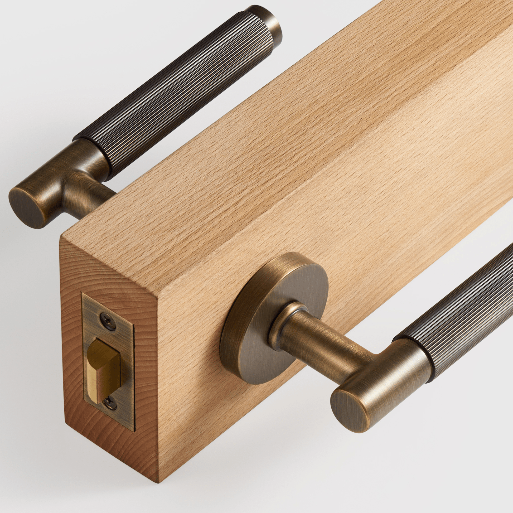 Door Handle Luxe Doorware - The Otway Linear Knurled Passage Set - Antique Brass