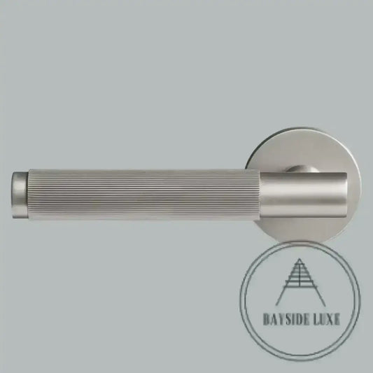 Door Handle Luxe Doorware - The Otway Linear Knurled Privacy Set - Nickel
