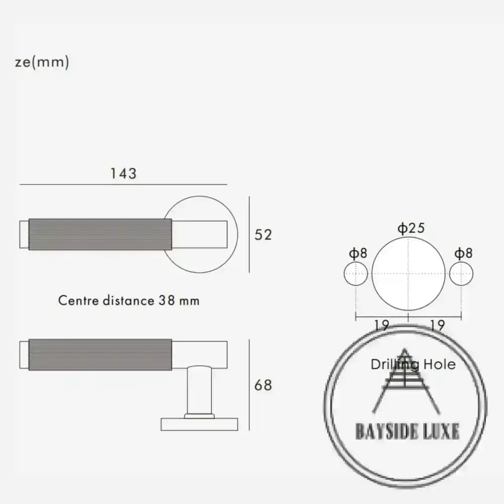 Door Handle Luxe Doorware - The Otway Linear Knurled Privacy Set - Satin Brass