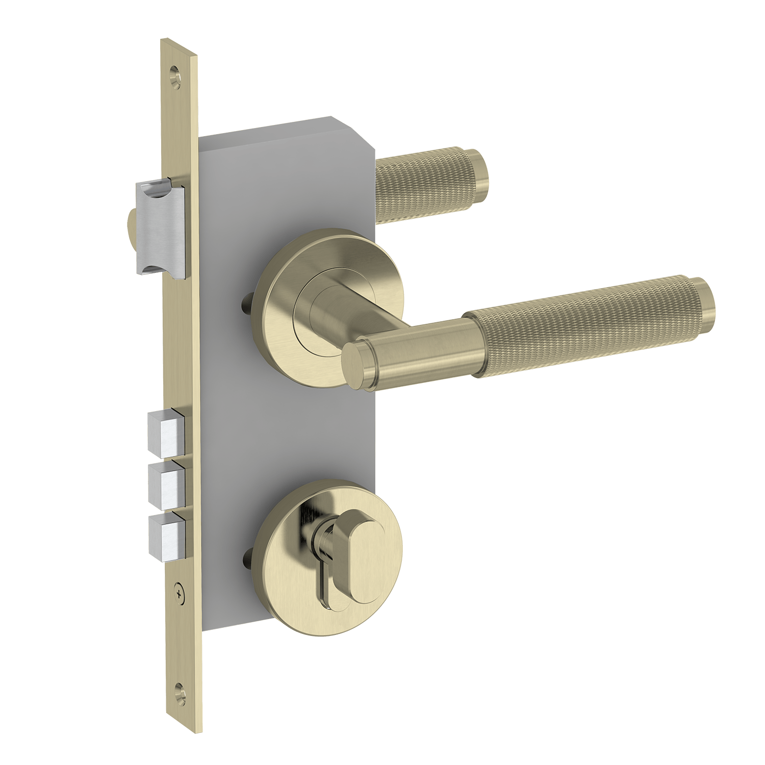 Door Handle Sydney Knurled Mortice Key Lock Door Lever Set Satin Brass
