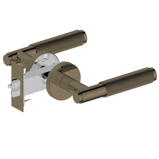 Door Handle Sydney Knurled Passage Door Lever Set Antique Brass