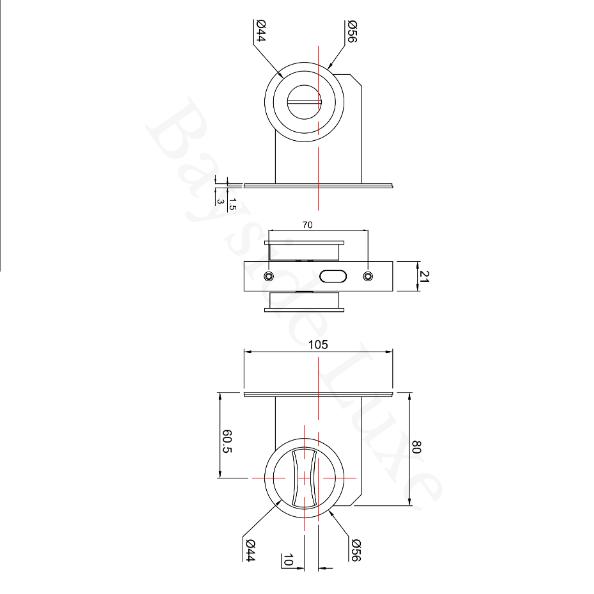 Door Handle Sydney Round Cavity Slider Door Lock Antique Brass