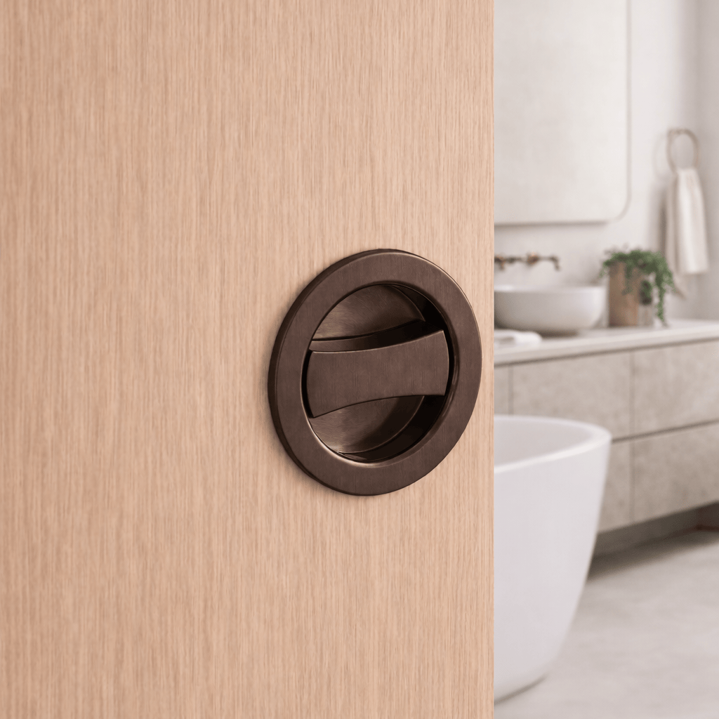 Door Handle Sydney Round Cavity Slider Door Lock Antique Brass