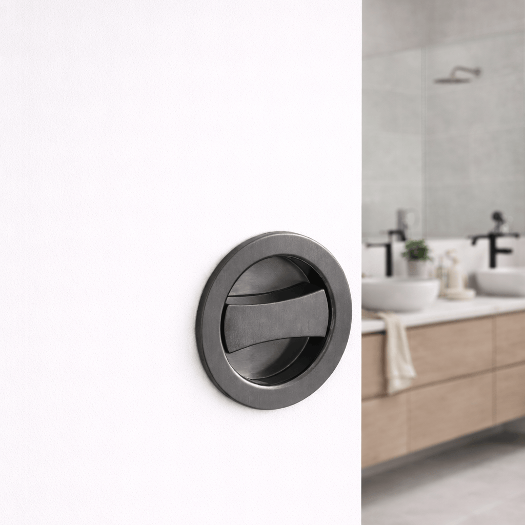 Door Handle Sydney Round Cavity Slider Door Lock Gunmetal