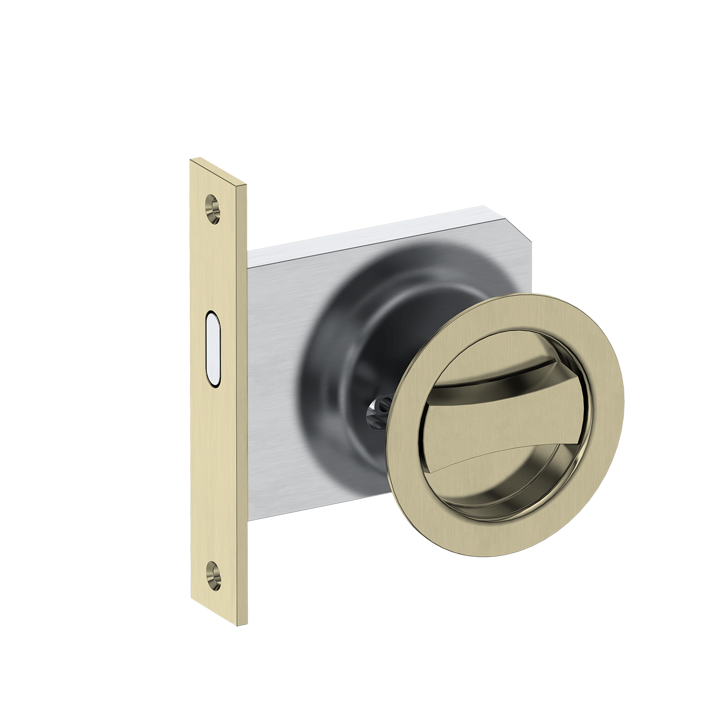 Door Handle Sydney Round Cavity Slider Door Lock Satin Brass