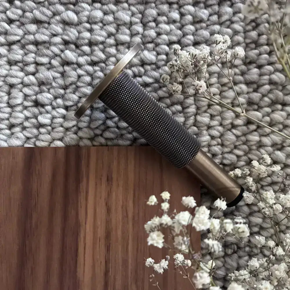 Door Stop Solid Brass Luxe Doorware - Somers Knurled Antique Brass Doorstop