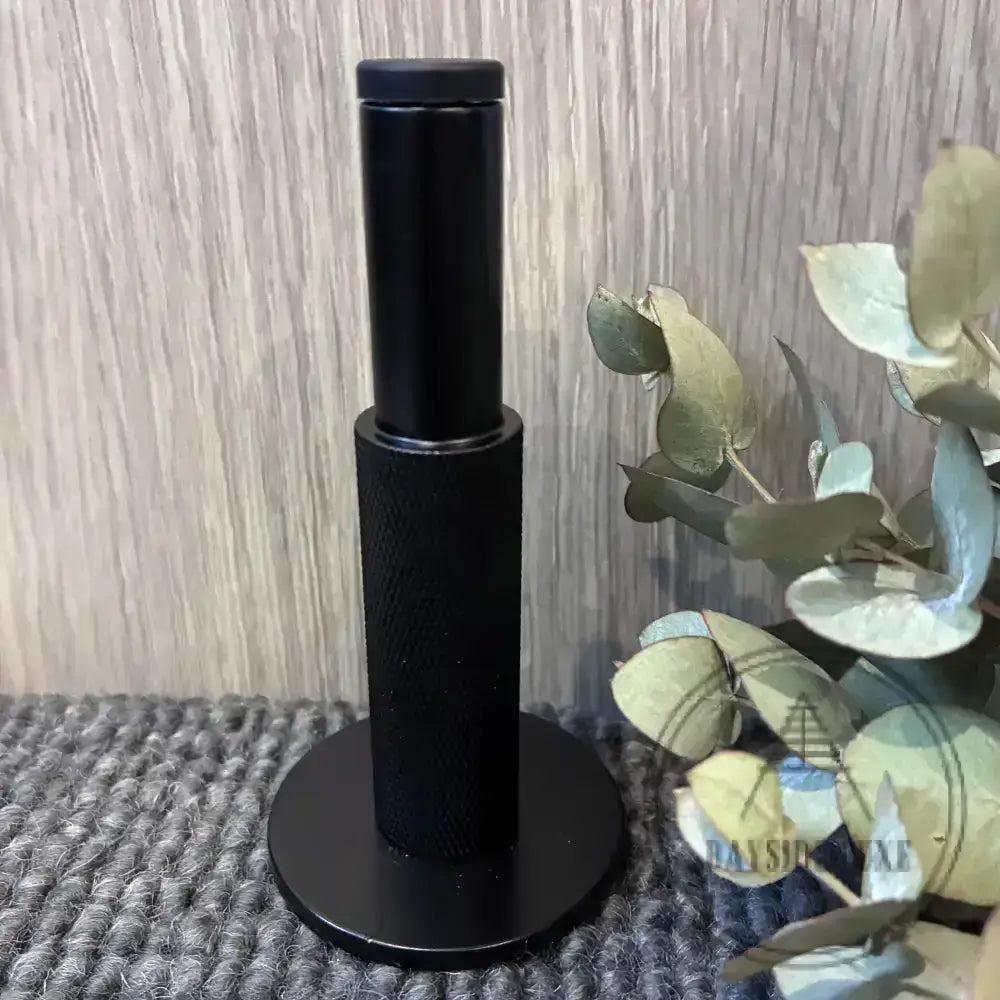 Door Stop Solid Brass Luxe Doorware - Somers Knurled Black Solid Brass Doorstop