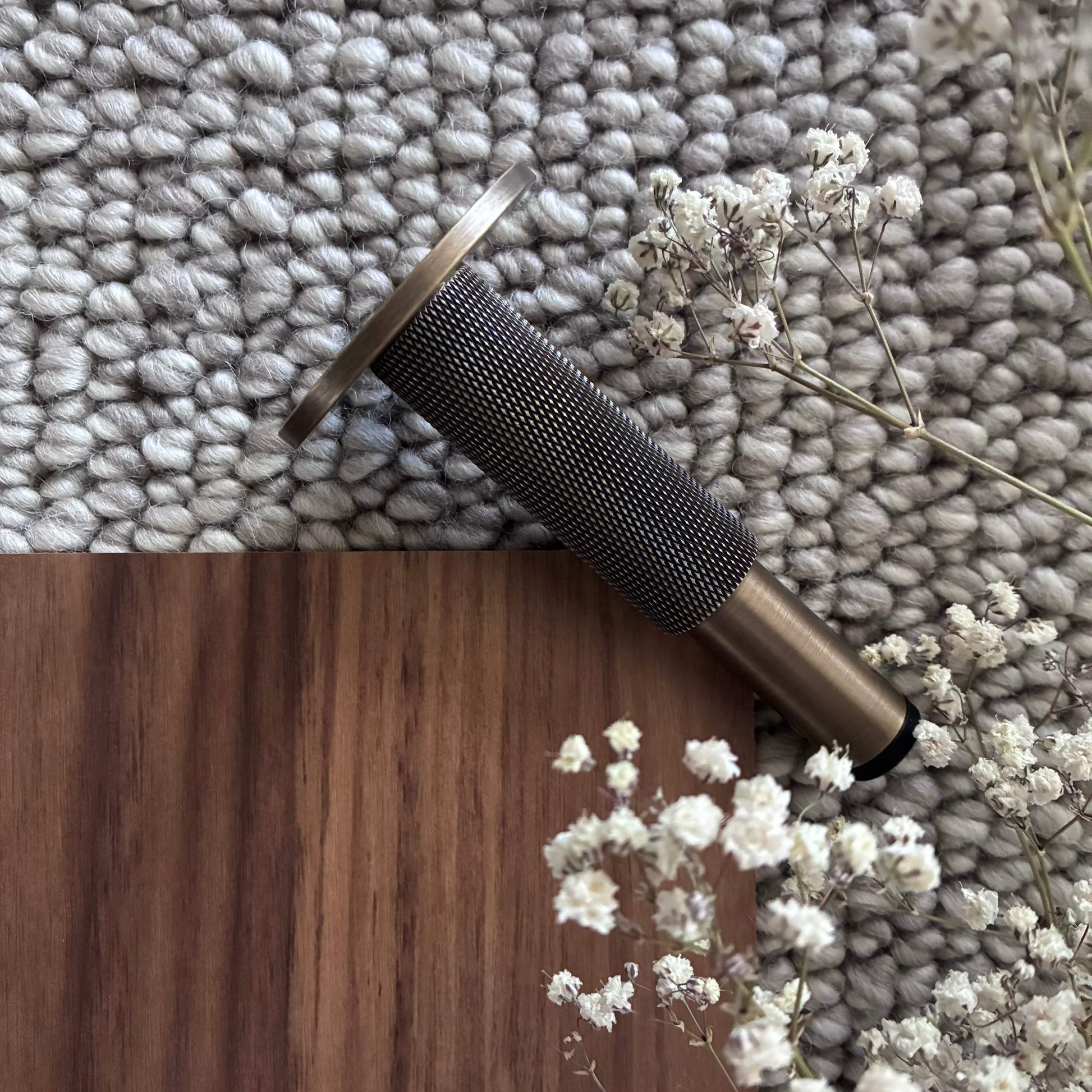 Door Stop Solid Brass Luxe Doorware - Somers Knurled Satin Brass Doorstop