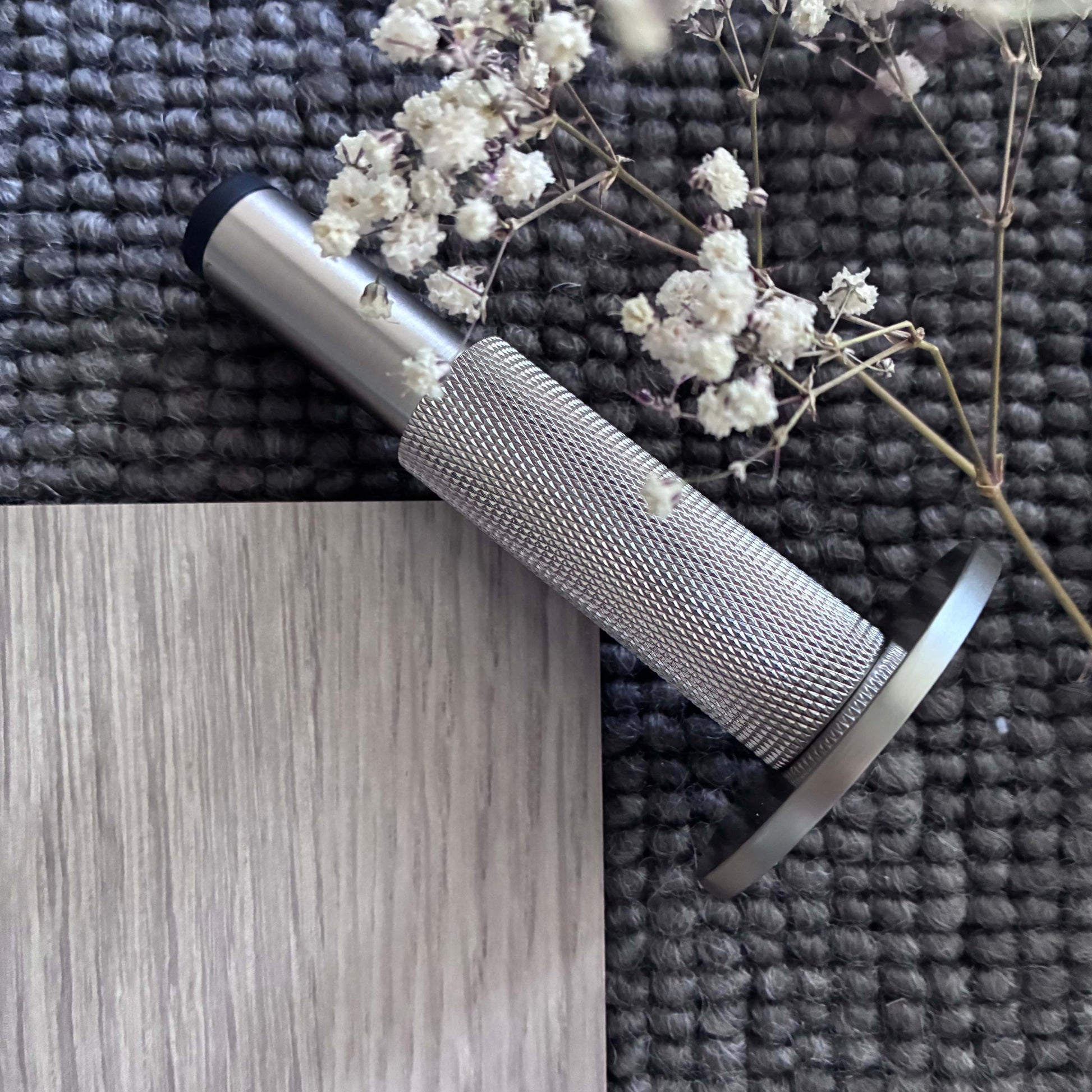 Door Stop Solid Brass Luxe Doorware - Somers Knurled Satin Brass Doorstop