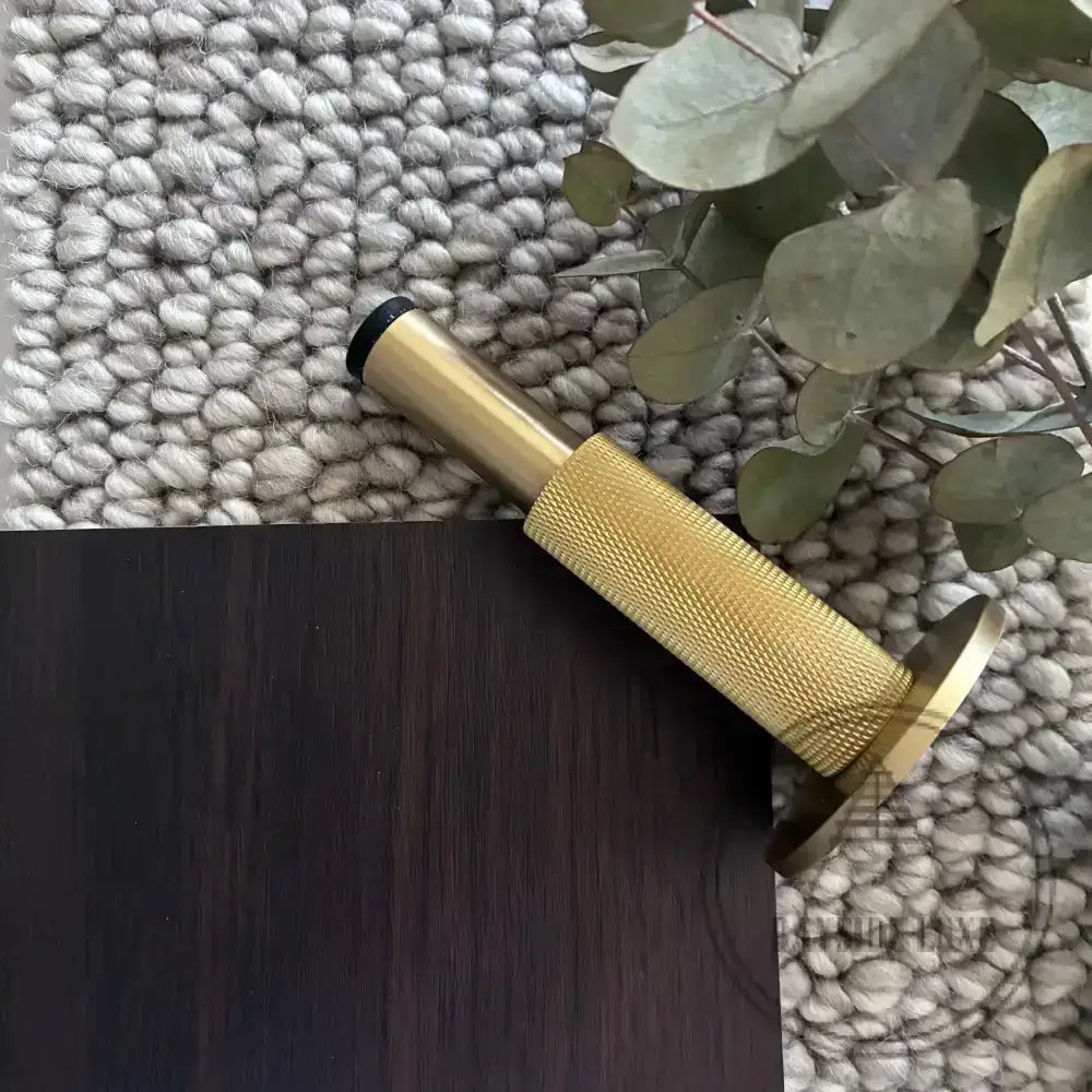 Door Stop Solid Brass Luxe Doorware - Somers Knurled Satin Brass Doorstop