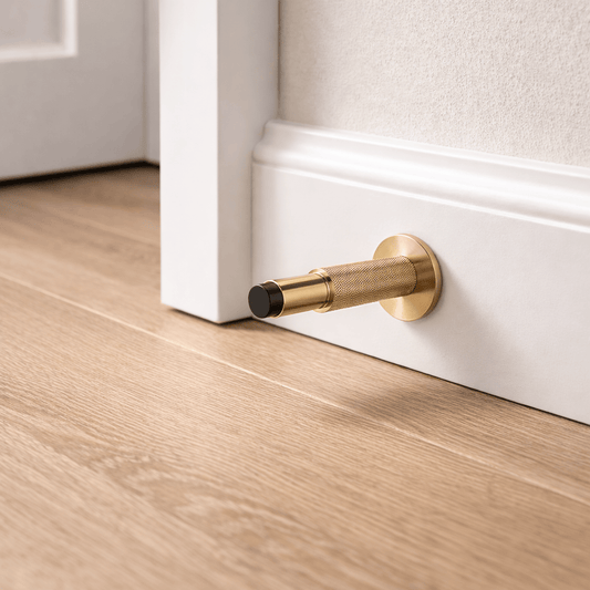 Door Stop Sydney Knurled Wall Mount Door Stop Satin Brass
