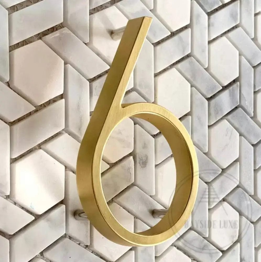 house number 0 / Gold / 125mm Bayside Luxe - Golden Brass Floating and Flush House Numbers - 125mm