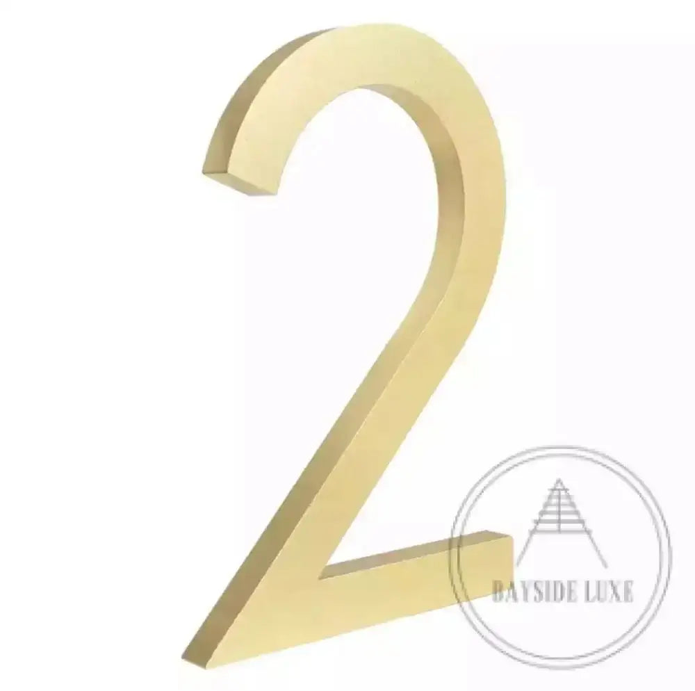 House Number 2 / Gold / 150mm Modern Bayside Luxe Floating House Numbers - Gold 150mm