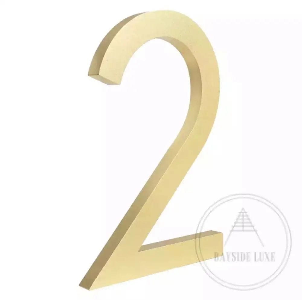 House Number 2 / Gold / 150mm Modern Bayside Luxe Floating House Numbers - Gold 150mm