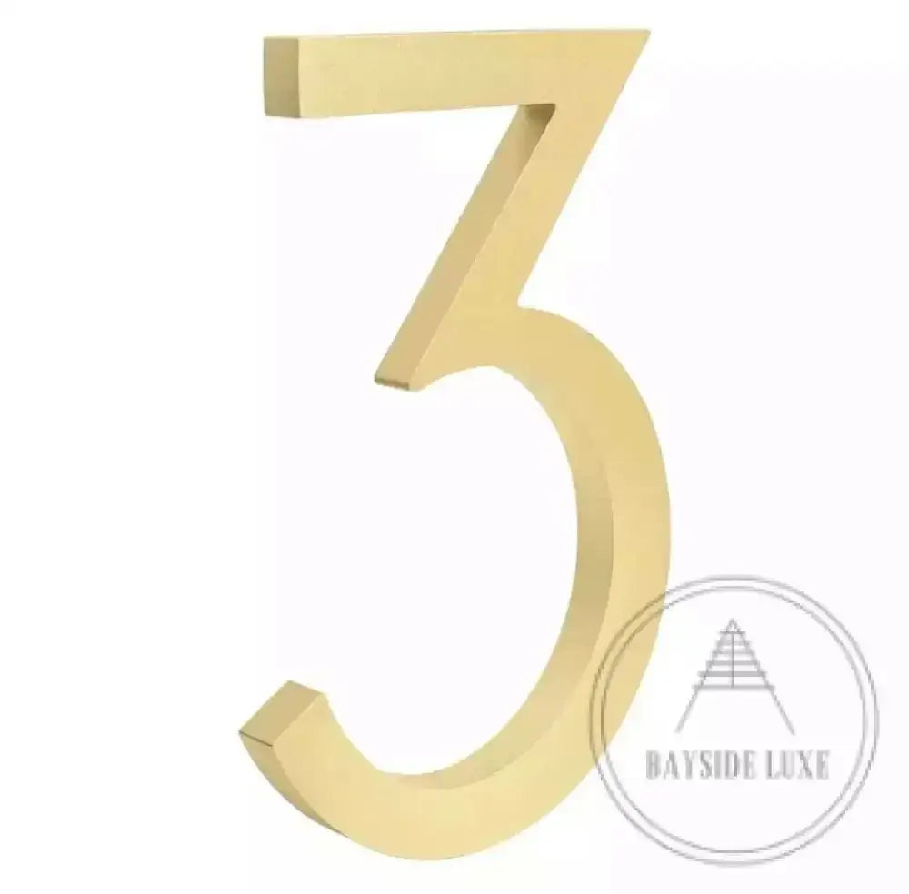 House Number 3 / Gold / 150mm Modern Bayside Luxe Floating House Numbers - Gold 150mm