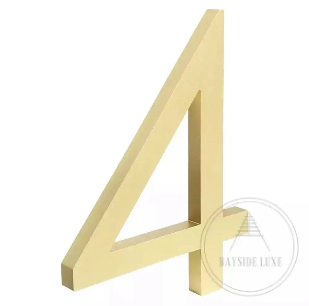 House Number 4 / Gold / 150mm Modern Bayside Luxe Floating House Numbers - Gold 150mm