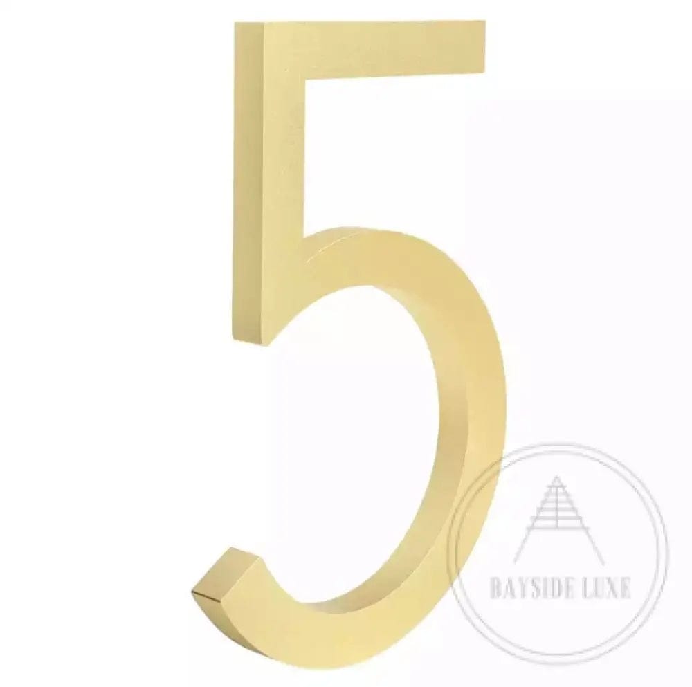 House Number 5 / Gold / 150mm Modern Bayside Luxe Floating House Numbers - Gold 150mm