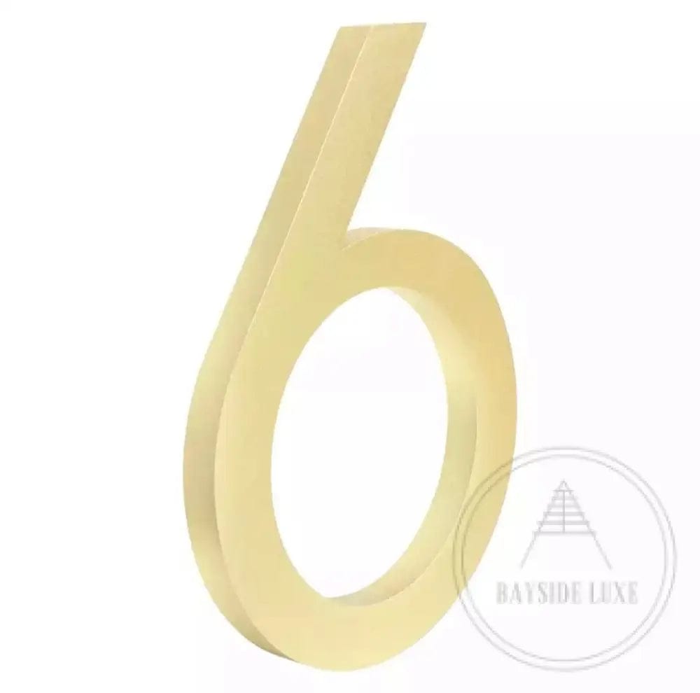 House Number 6 / Gold / 150mm Modern Bayside Luxe Floating House Numbers - Gold 150mm