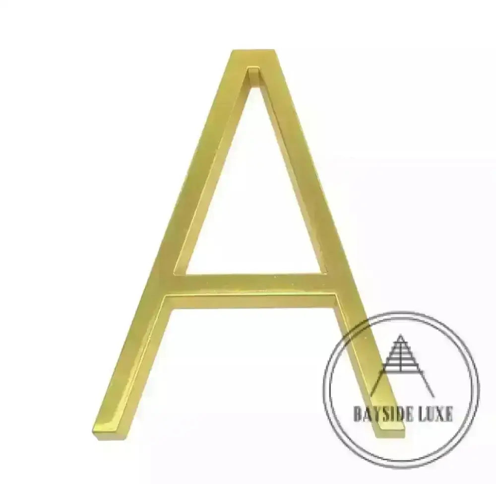 house number Bayside Luxe - Golden Brass Floating and Flush House Numbers - 125mm