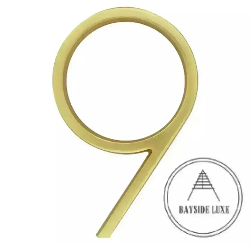house number Bayside Luxe - Golden Brass Floating and Flush House Numbers - 125mm