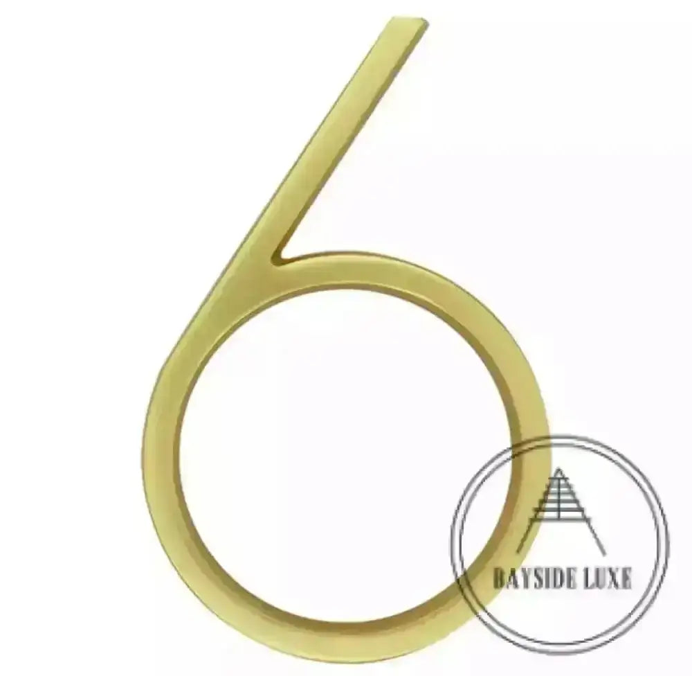 house number Bayside Luxe - Golden Brass Floating and Flush House Numbers - 125mm