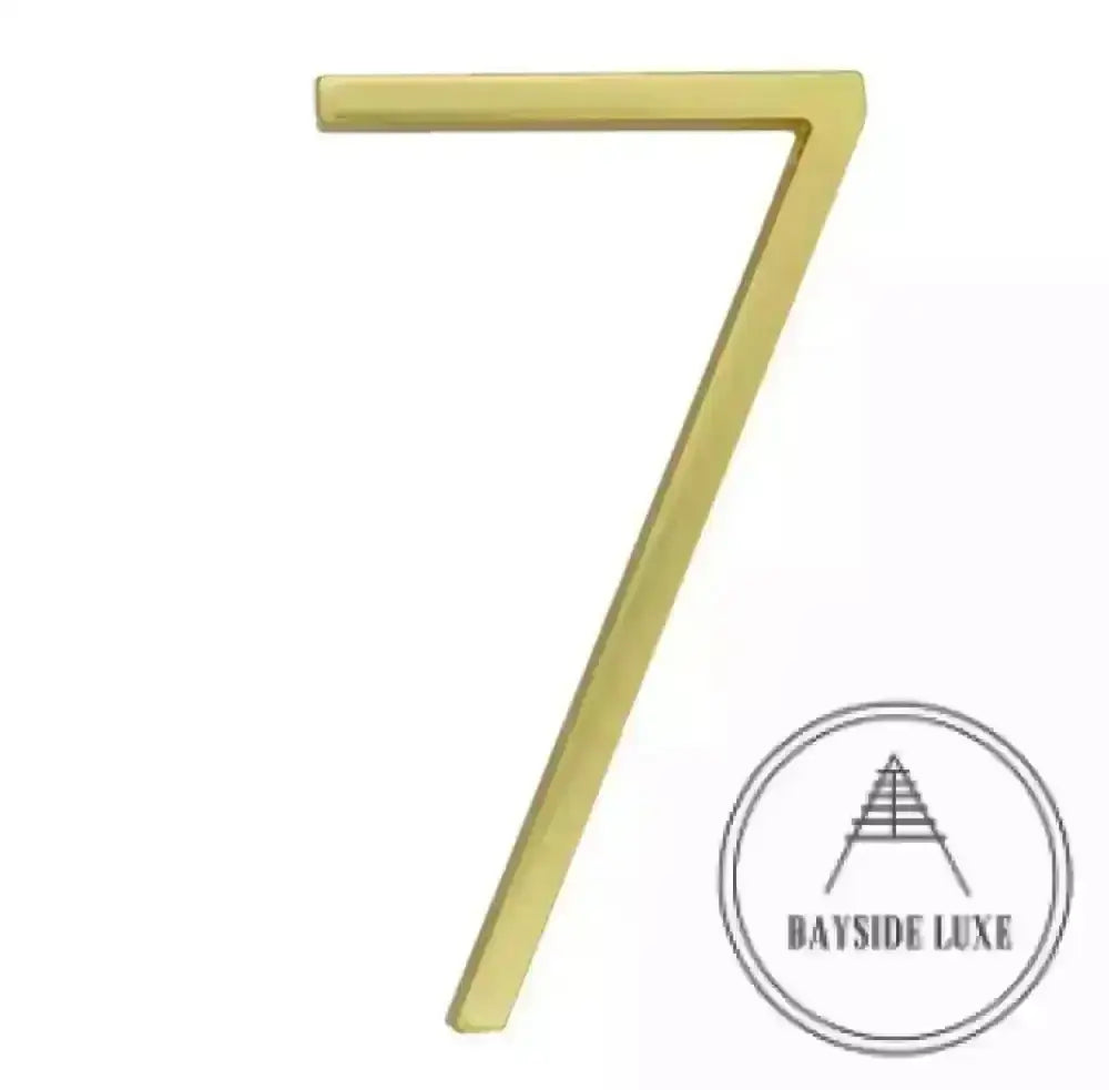 house number Bayside Luxe - Golden Brass Floating and Flush House Numbers - 125mm