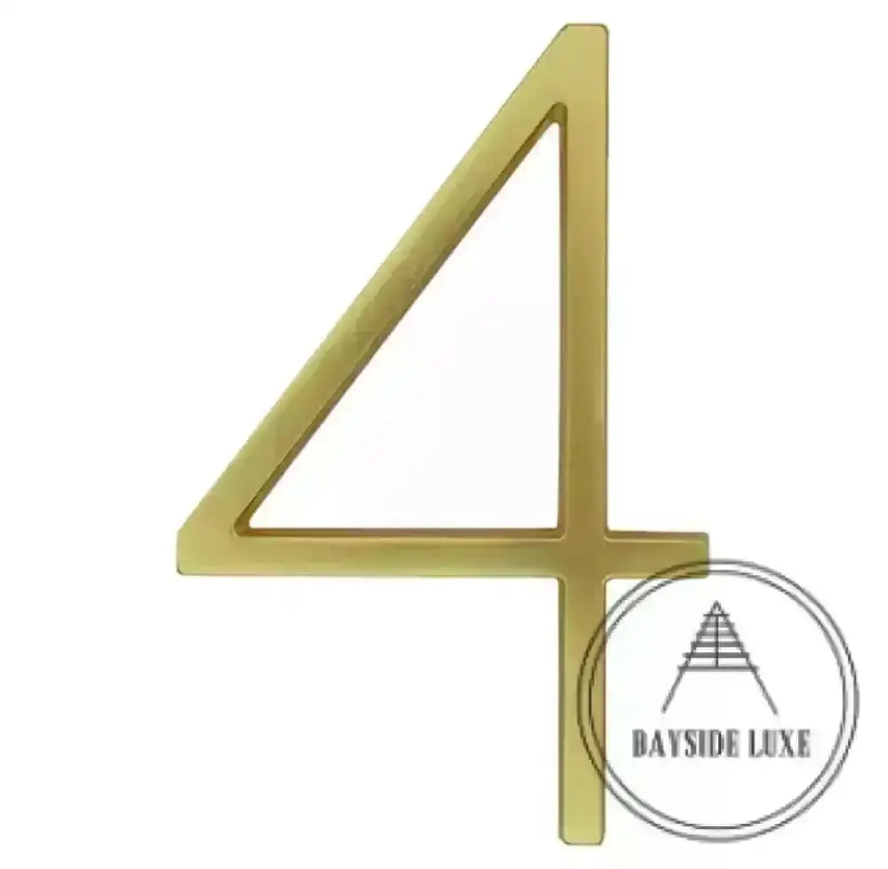 house number Bayside Luxe - Golden Brass Floating and Flush House Numbers - 125mm