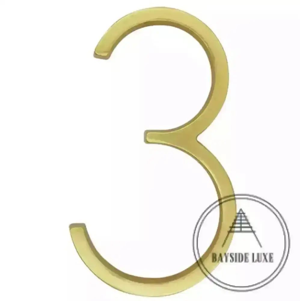 house number Bayside Luxe - Golden Brass Floating and Flush House Numbers - 125mm