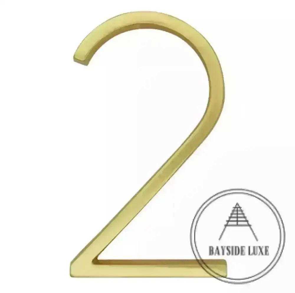 house number Bayside Luxe - Golden Brass Floating and Flush House Numbers - 125mm