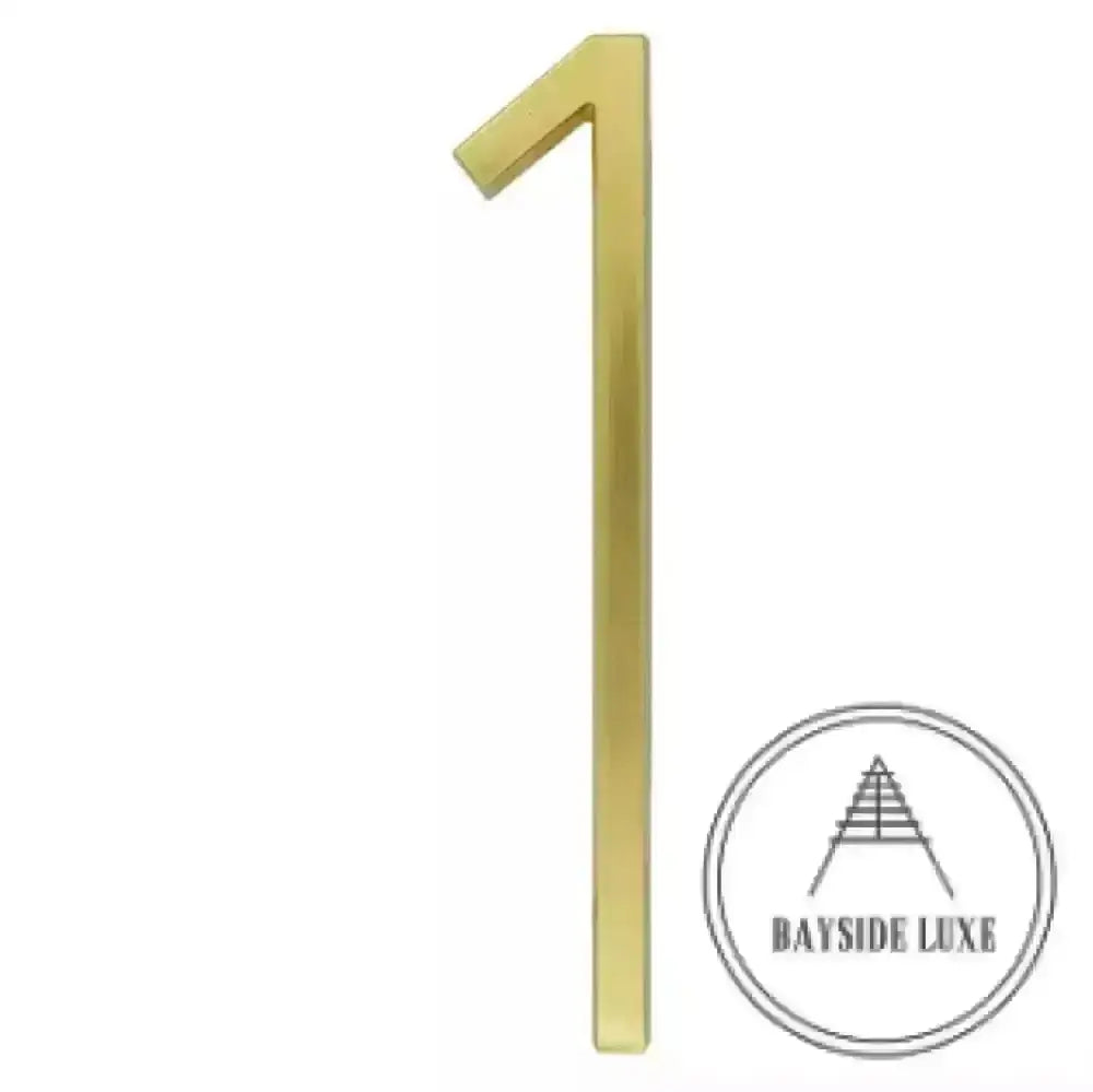 house number Bayside Luxe - Golden Brass Floating and Flush House Numbers - 125mm