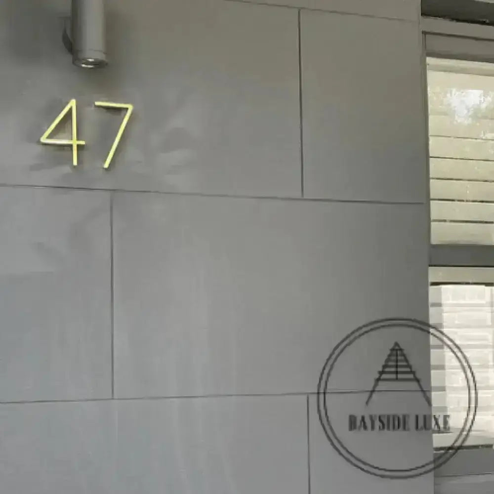 house number Bayside Luxe - Golden Brass Floating and Flush House Numbers - 125mm