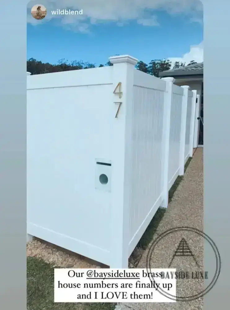 house number Bayside Luxe - Golden Brass Floating and Flush House Numbers - 125mm