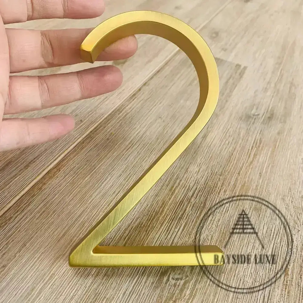 house number Bayside Luxe - Golden Brass Floating and Flush House Numbers - 125mm