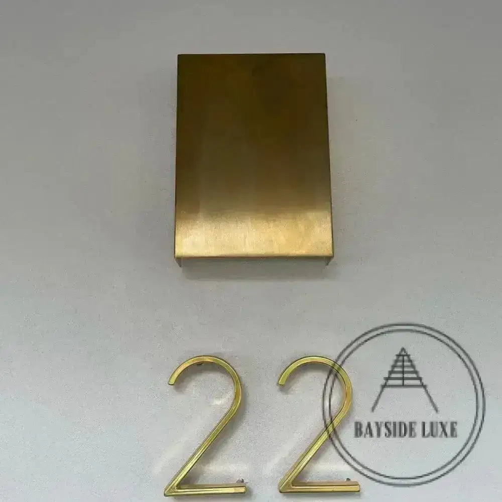 house number Bayside Luxe - Golden Brass Floating and Flush House Numbers - 125mm