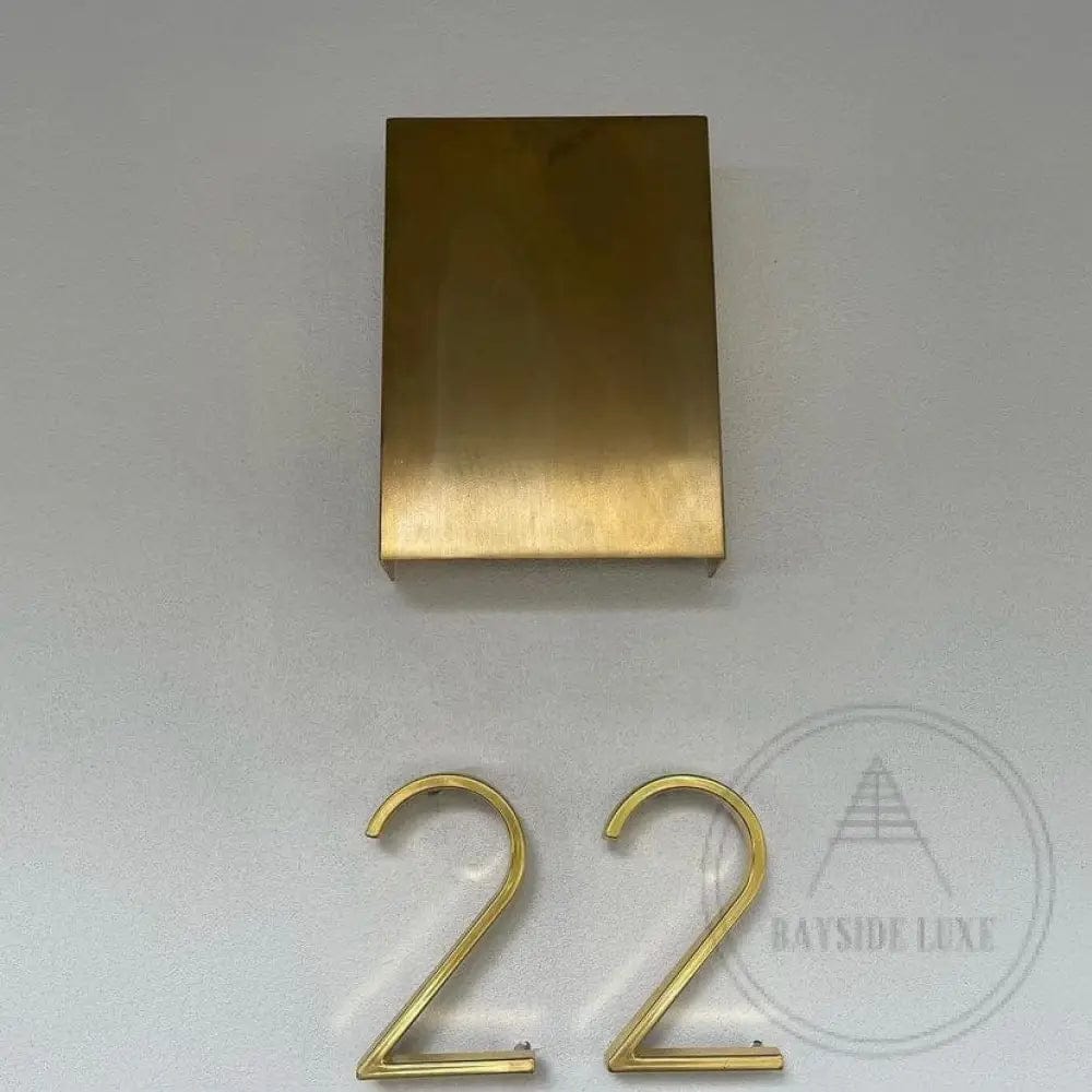 house number Bayside Luxe - Golden Brass Floating and Flush House Numbers - 125mm