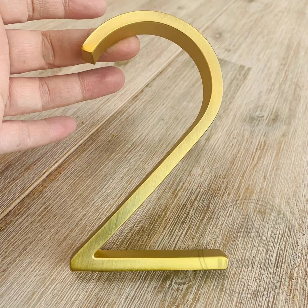 house number Bayside Luxe - Golden Brass Floating and Flush House Numbers - 125mm