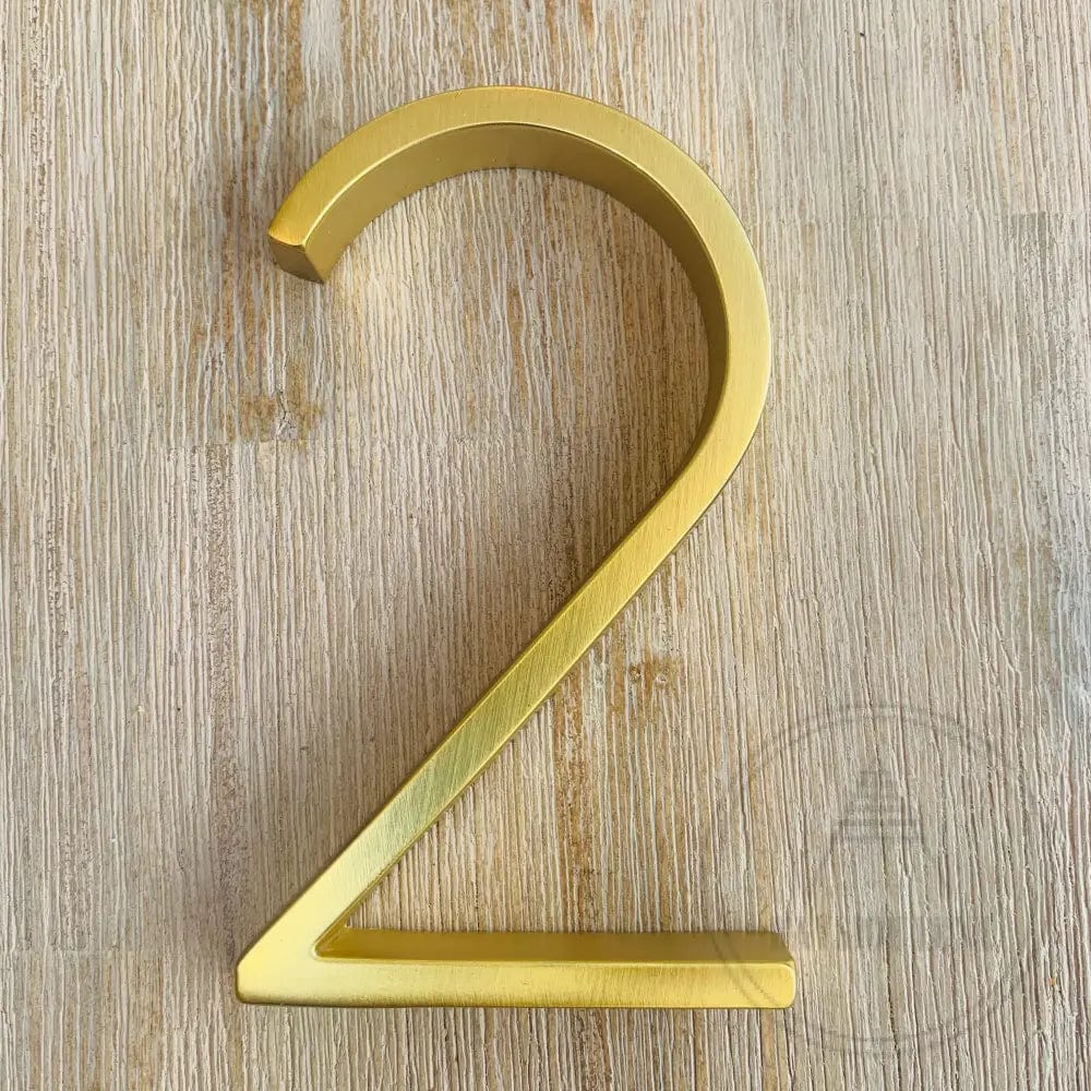 house number Bayside Luxe - Golden Brass Floating and Flush House Numbers - 125mm