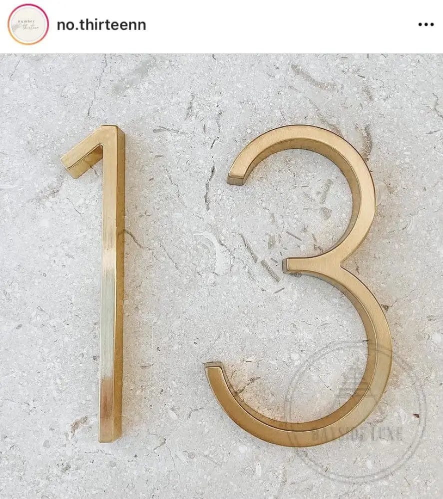 house number Bayside Luxe - Golden Brass Floating and Flush House Numbers - 125mm