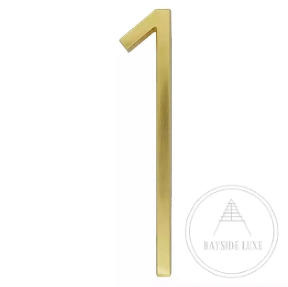 house number Bayside Luxe - Golden Brass Floating and Flush House Numbers - 125mm