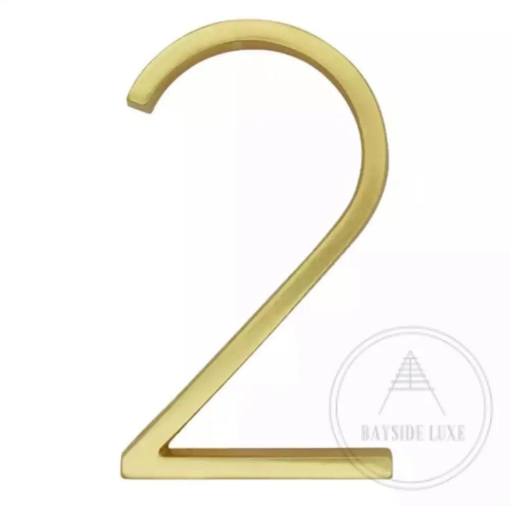 house number Bayside Luxe - Golden Brass Floating and Flush House Numbers - 125mm