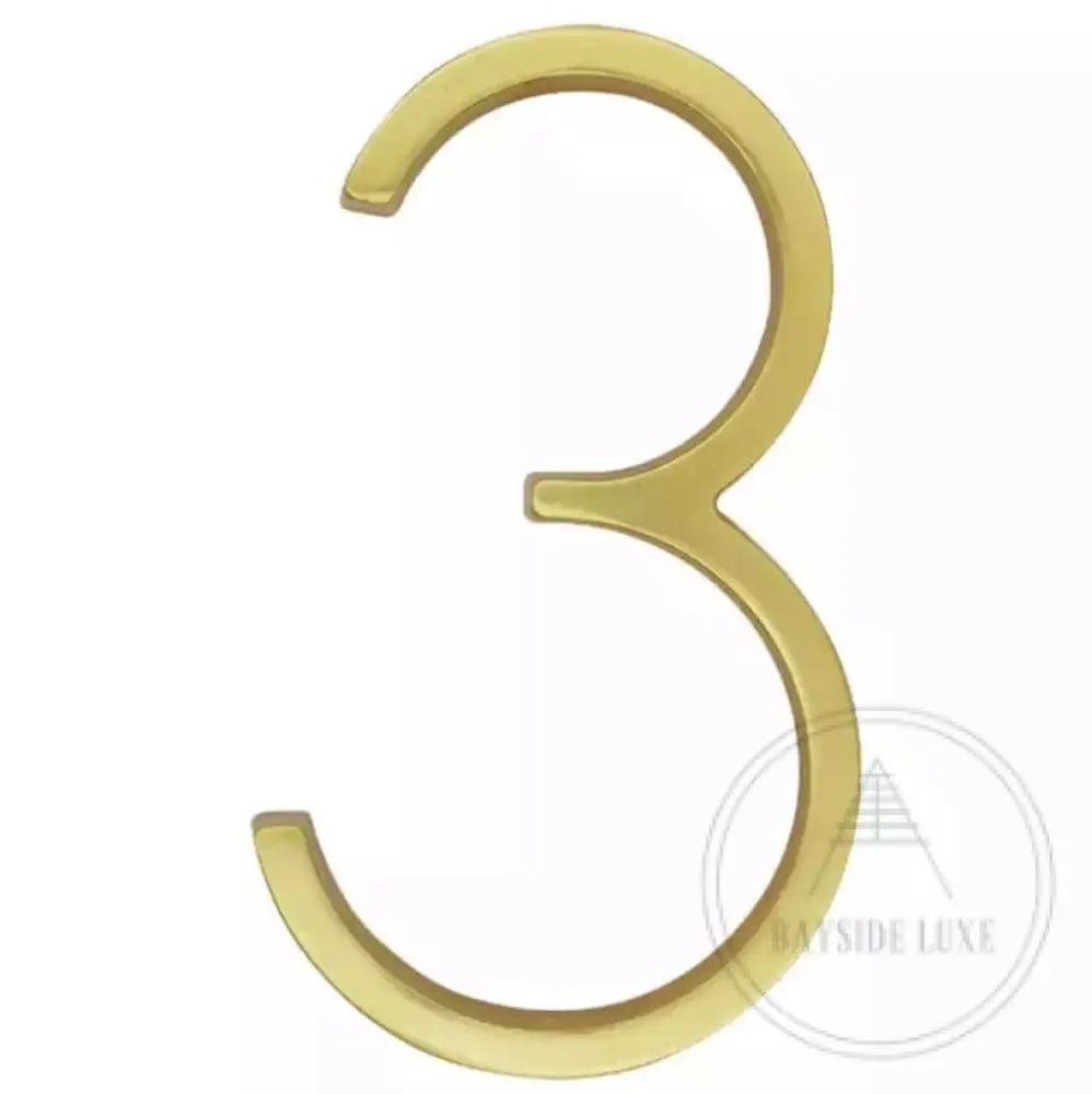 house number Bayside Luxe - Golden Brass Floating and Flush House Numbers - 125mm