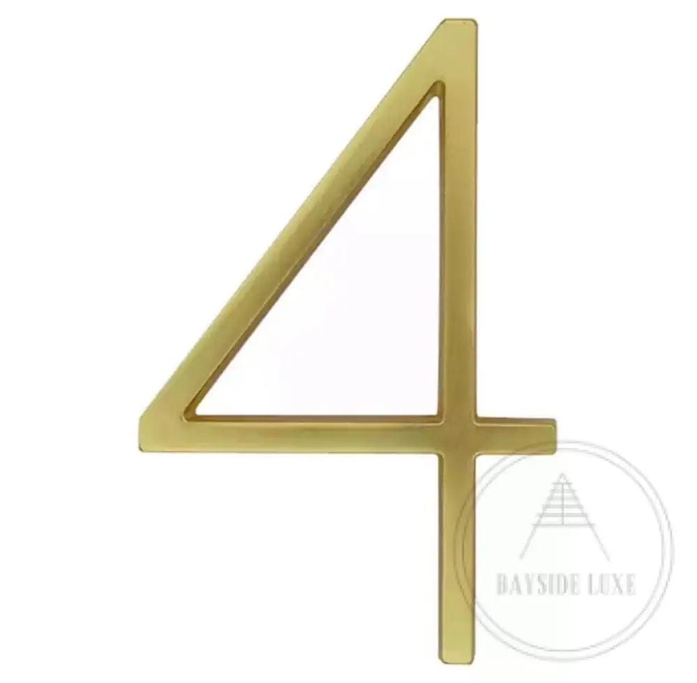 house number Bayside Luxe - Golden Brass Floating and Flush House Numbers - 125mm