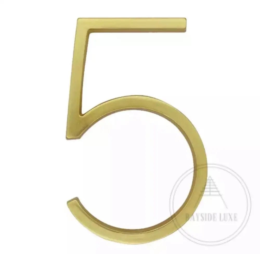 house number Bayside Luxe - Golden Brass Floating and Flush House Numbers - 125mm