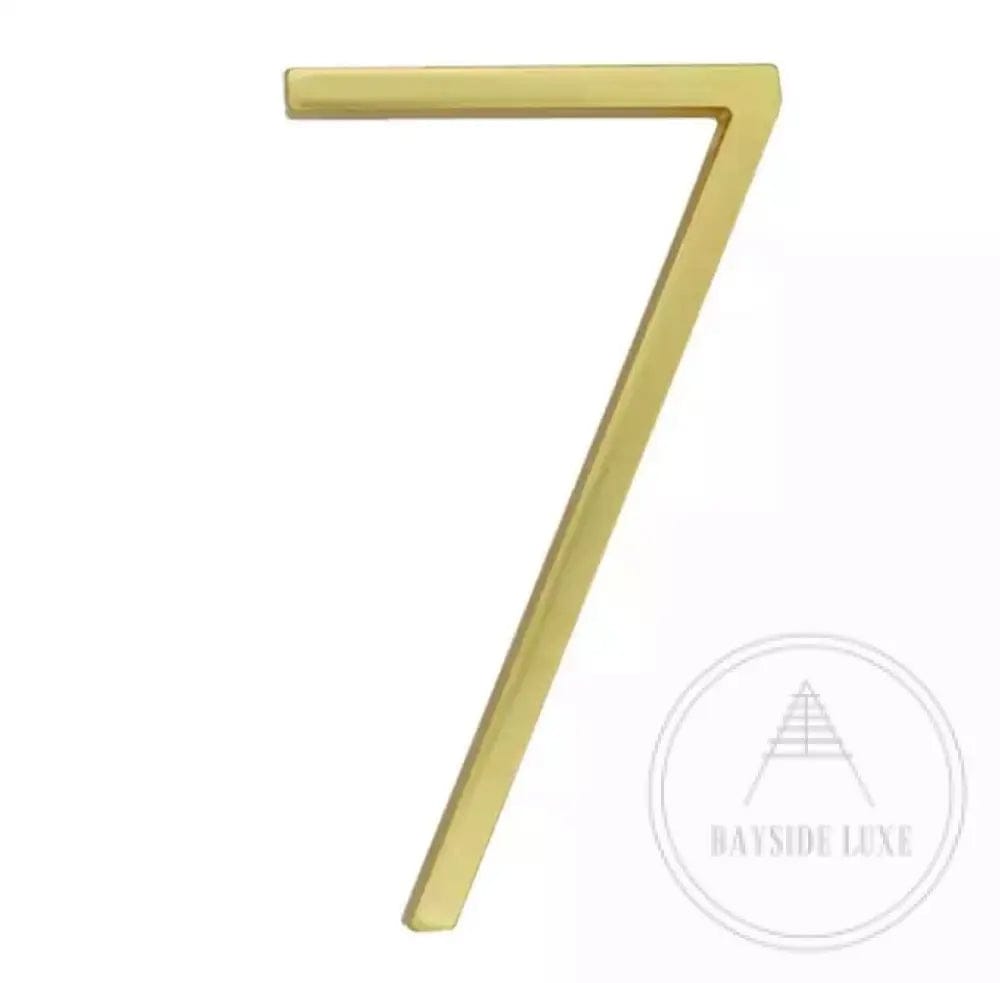 house number Bayside Luxe - Golden Brass Floating and Flush House Numbers - 125mm